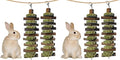 kathson 2PCS Bunny Chew Toys for Teeth Grinding, Chinchilla Treats Organic Bamboo Sticks Natural Fruitwood Branches for Rabbits Guinea Pigs Hamsters (Fruitwood Sticks+Alfalfa Cakes) (Pack of 2)