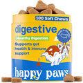 Happy Paws Digestive Supplement for Dogs, Supports Gut Health for Dogs of All Breeds & Ages, Made with Probiotics, Enzyme Blend & Ginger Root, Pumpkin Flavor, Organic, Non GMO, 100 Soft Chews