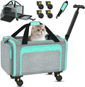 Pet Carrier with Detachable Wheels, TSA Airline Approved Rolling Cat Carrier for Small Dogs and Cats up to 15Lbs, Sturdy Frame & Smooth 360° Wheels for Travel & Vet - 18" L x 11" W x 11"