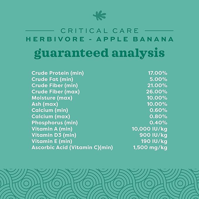 Oxbow Critical Care Herbivore, Emergency Guinea Pig Food, Rabbit Food for Recovery, Natural Apple Banana Flavor, Veterinary Formula, Critical Care for Guinea Pig Emergency Kit, Made in USA, 141 Grams