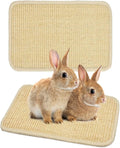 Rabbit Scratcher Mat 2 Pack Natural Sisal Bunny Scratching Mats, Small Animal Scratch Pad Rug for Indoor Grinding Claw Pad for Guinea Pigs Chinchillas (Beige)