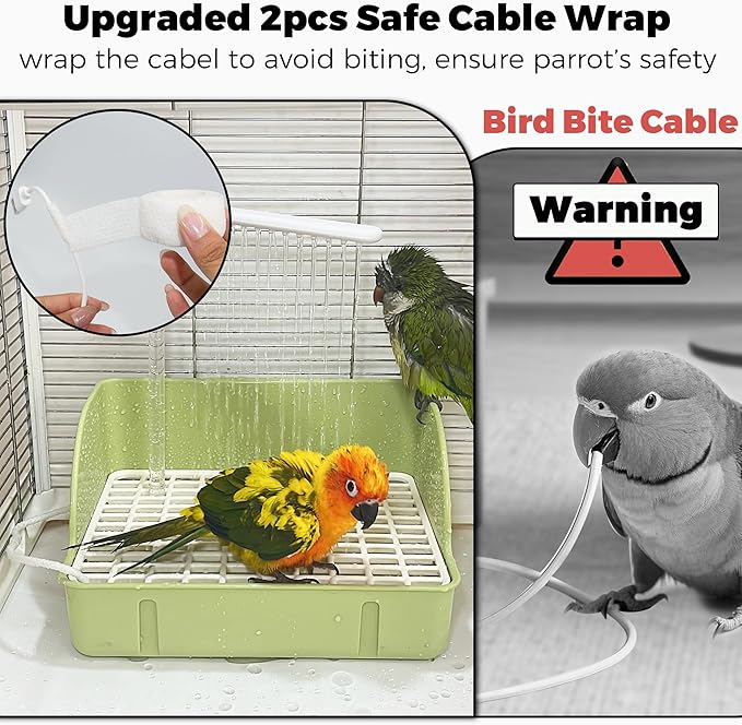 Automatic Parakeet Bird Bath with Pump, Large Bird Shower Fountain Indoor Bathtub with Running Water, Parrot Bath Tub Faucet for Pet Birds, African Grey, Cockatiel, Conure, Budgie, Lovebird