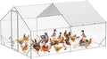 Large Metal Chicken Coop Run,Outdoor Walk-in Cage Peak Hen House with Waterproof and Anti-Uv Cover,Spire Roof Hen House with Security Lock for Outdoor,Backyard and Farm, 9.8 x 13.1 x 6.6 ft