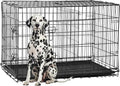 FDW Extra Large Dog Crate Dog Kennel Cage with Double Door,48 inch Folding Metal Wire Dog Cage with Removable Tray&Divider Panel,Pet Crate for Large Dogs,Black