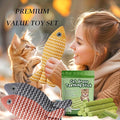 Cat Toys for Indoor Cats 9pcs Wavy Fish Toy Catnip Toys Cats Interactive Toys Kitten Dental Gifts Cat Kicker Grass Stick Kitty Chew Plush with Bells