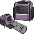 Pawtners Cat Backpack Carrier with Play Tunnel, Large Dog Backpack with Breathable Mesh, Expandable Pet Carrier Backpack for Small Medium Kitten Puppy Up to 18 Lbs, Suitable for Travel Hiking Camping