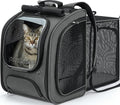 Pecute Cat Backpack Carrier Expandable, Large Space Cat Bubble Backpack, Breathable Cat Carrier, Shaded Dog Backpack Carrier for Travel, Hiking, Suitable for Shopping, and Vet, Gray