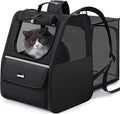 Pecute Cat Backpack Carrier, Expandable Cat Backpack for Cats Dogs up to 11 lbs, Pet Travel Backpack for Small Dogs Medium Cats, Cat Carrier with Ventilated Mesh, Safety Leash, Hiking Outdoor, Black