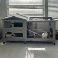 Aivituvin Rabbit Hutch Outdoor Rabbit Cage Indoor with Casters Bunny Cage Chikcen Coop for Small Animals with Pull-Out Tray(Grey)