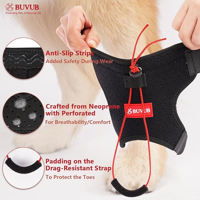 Dog Canine Knuckling Brace Front Paw Rear Leg Dog Foot Brace Wrap for Toe Dragging Cause by Sciatic Nerve Insufficiency, Myelopathy, Herniated Disc（XLarge,Pair Pack）