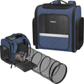 Pawtners Cat Backpack Carrier with Play Tunnel, Expandable Dog Backpack with Breathable Mesh, Pet Carrier Backpack for Small Cats Dogs Up to 18 Lbs, Dog Carrier for Travel Hiking Camping Outdoor Blue