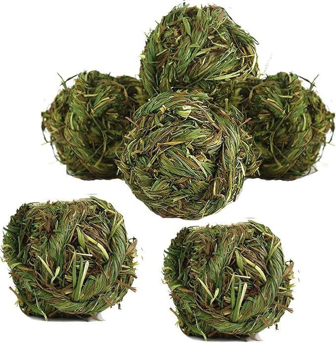 Hamiledyi Rabbit Chew Ball Timothy Grass Grinding Small Animal Activity Play Chew Toys for Bunny Rabbits Hamster Guinea Pigs Gerbils