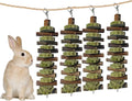 kathson 4PCS Bunny Chew Toys for Teeth Grinding, Chinchilla Treats Organic Bamboo Sticks Natural Fruitwood Branches for Rabbits Guinea Pigs Hamsters (Fruitwood Sticks+Alfalfa Cakes)