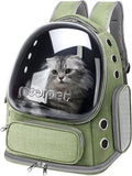 Cat Backpack Carrier, Breathable Cat Bubble Backpack Large Space Cat Carrier Backpack for Kitty Small Dog, Foldable Airline Approved Cat Backpack, Transparent Pet Travel Backpack Up to 20 lbs (Green)