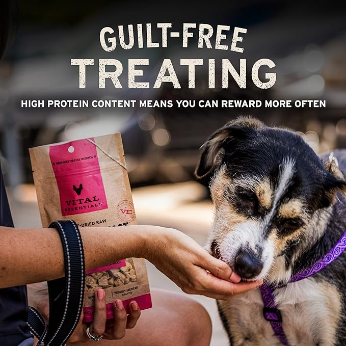 Vital Essentials Rabbit Bites Dog Treats, 5 oz | Freeze-Dried Raw | Single Protein | Premium Quality High Protein Training Treats | Grain Free, Gluten Free, Filler Free
