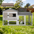 Rabbit Hutch 2-Story Bunny Cage with Chew-Proof Ramp Slide for Indoor Outdoor Guinea Pig Cage with Cleaning Tray & Waterproof Roof for Small Bunny Rabbit Chicken
