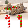 MALLMALL6 2Pcs Interactive Christmas Cat Candy Cane Catnip Toys Gift for Cats, Indoor Kick Plush Catmeth Pet Toy Supplies for Cat Lovers