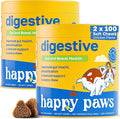 Happy Paws Digestive Supplement for Dogs, Supports Gut Health for Dogs of All Breeds & Ages, Made with Probiotics, Enzyme Blend & Ginger Root, Pumpkin Flavor, Organic, Non GMO, 200 Soft Chews