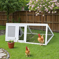 Small Chicken coop for 2-4 Chickens Outdoor Wooden with Waterproof Asphalt Roof, Ramp, and Multiple Doors Openable Top Pull-Out Tray Suitable for Outdoor Backyard (Off-White)
