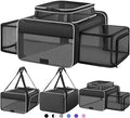 Top and 2 Sides Expandable Cat Carrier 18x13.5x9.5, TSA Airline Approved Dog Carriers for Small Dogs, Soft-Sided Pet Carrier with Self-Locking Zippers for Kitten,Rabbit,Puppy, Black White