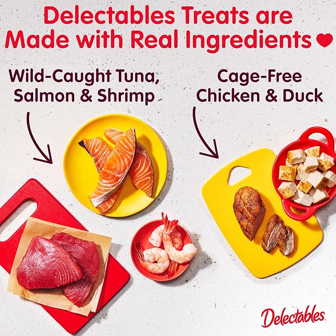 New! Delectables Squeeze Up Variety Pack, Creamy Squeezable Puree, Lickable Wet Cat Treats, Grain-Free, No Added Fillers, 0.5 Ounces Tube, 40 Tubes Total