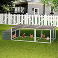 20.93ft² Large Wooden Chicken Coop with Run and Nesting Box – Outdoor Hen House with Weatherproof Asphalt Roof, Secure Wire Enclosure & Easy-Clean Design for 3–4 Chickens Gray
