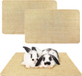 kathson Rabbit Scratching Pad 2 Pcs Natural Sisal Bunny Scratch Mat, Small Animals Nail Scratcher Guinea Pigs Grinding Claw Rug Pet Cage Flooring for Biting Sleeping Nesting (15.75 * 23.62 in)
