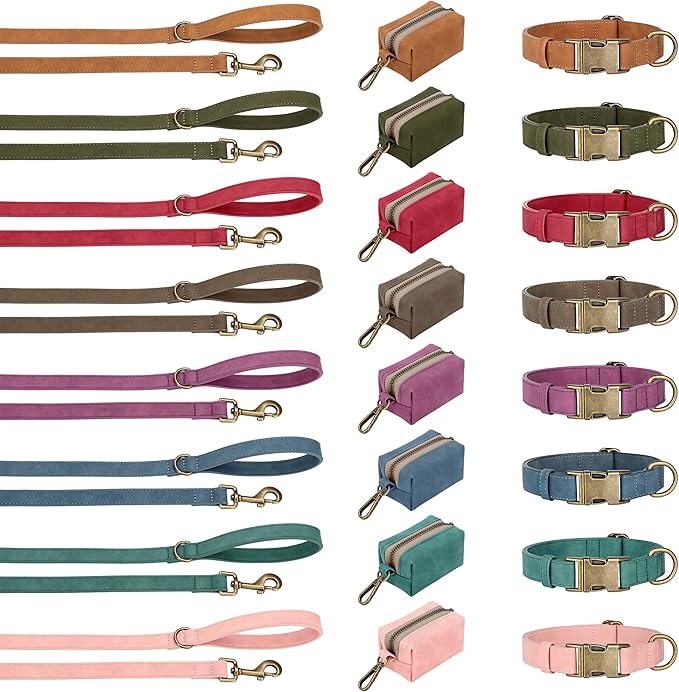 Didog Soft PU Leather Dog Collar, Stylish Quick Released Dog Collars for Small Dogs, Easy Clean Adjustable Pet Collar for Daily Walking, Blue, S Fit 10-16" Neck
