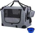 Large Cat Carrier 24"x16.5"x16.5" Portable Dog Crate for Small Medium Dogs Collapsible Traveling Pet Crate with Collapsible Bowl